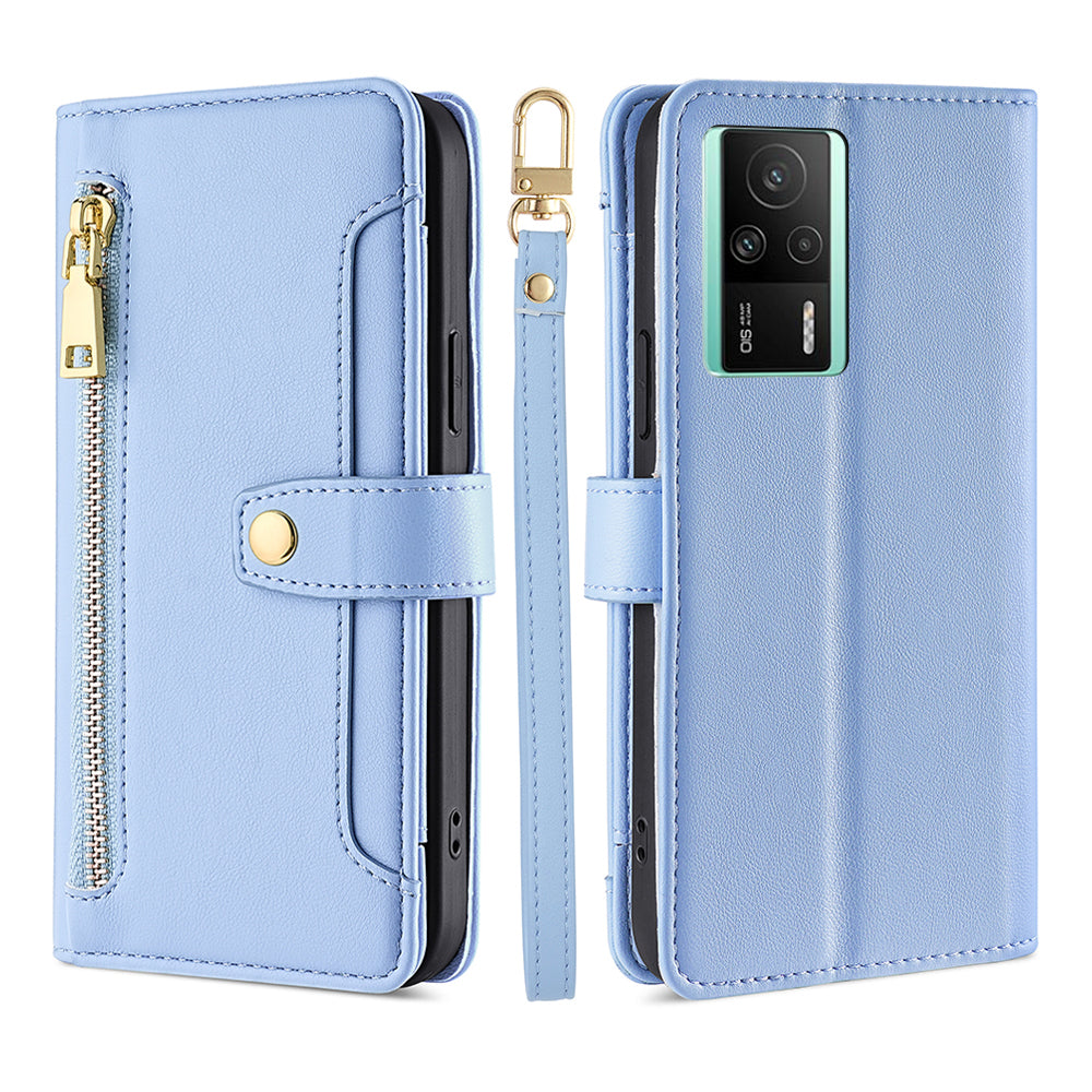 Multifunctional Phone Stand Case for Xiaomi Redmi K60E 5G Zipper Pocket Multiple Card Slots Phone Leather Cover with Wrist Strap and Shoulder Strap Multifunctional Phone Stand Case for Xiaomi Redmi K60E 5G Zipper Pocket Multiple Card Slots Phone Leather Cover with Wrist Strap and Shoulder Strap